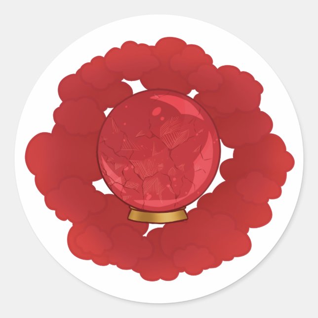 Pegatina Redonda Ruby Red Cracking Crystal Ball (Anverso)