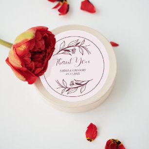 Pegatina Redonda Ruby Wine Simple Boho Gracias A Boda Favor
