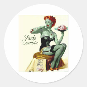 Pegatina Redonda Rude Zombie "The First Bite"