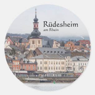 Pegatina Redonda Rüdesheim am Rhein - Alemania