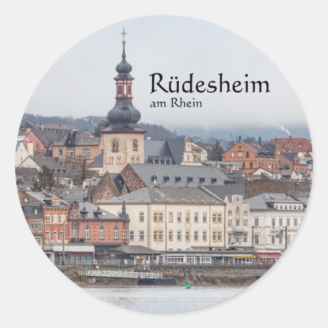 Pegatina Redonda Rüdesheim am Rhein - Alemania (Anverso)
