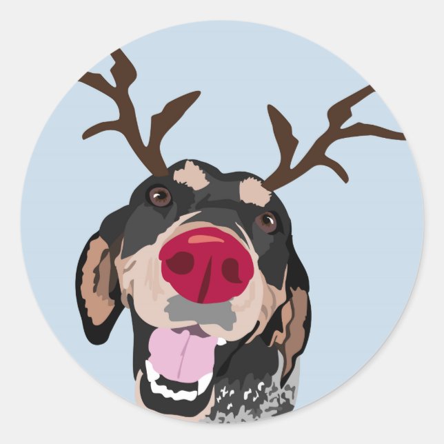 Pegatina Redonda Rudolph Bluetick Coonhound (Anverso)
