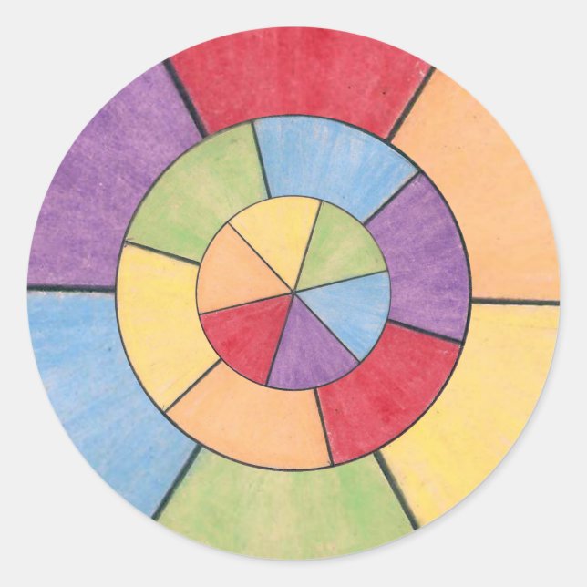 Pegatina Redonda rueda de color (Anverso)