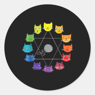 Pegatina Redonda Rueda de color con tema de gato Teac de arte educa