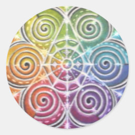 Pegatina Redonda Rueda de color mágica Mandala