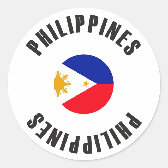Pegatina Redonda Rueda de la bandera de Filipinas (Anverso)