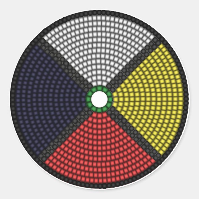Pegatina Redonda Rueda de la medicina con abalorios (Anverso)