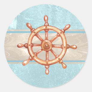 Pegatina Redonda Rueda de la rueda del casco del barco acuático ID3