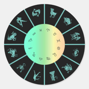 Pegatina Redonda Rueda Rótulos Zodiac