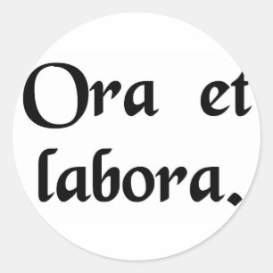 Pegatina Redonda Ruegue y trabaje