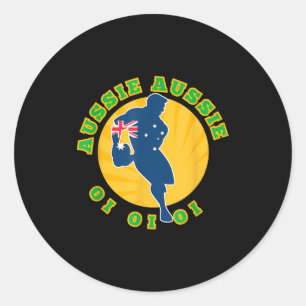 Pegatina Redonda Rugby Australia, Wallabies Aussie Aussie Aussie Oi