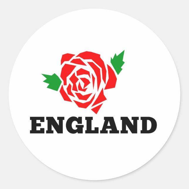 Pegatina Redonda Rugby England Rosa de Inglaterra (Anverso)
