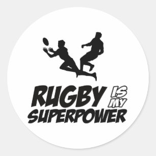 Pegatina Redonda Rugby mi super poder