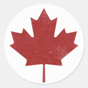 Pegatina Redonda Rugged Canadian Maple Leaf