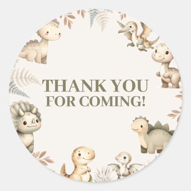 Pegatina Redonda Ruidosos temas de los dinosaurios boho cumpleaños (Anverso)