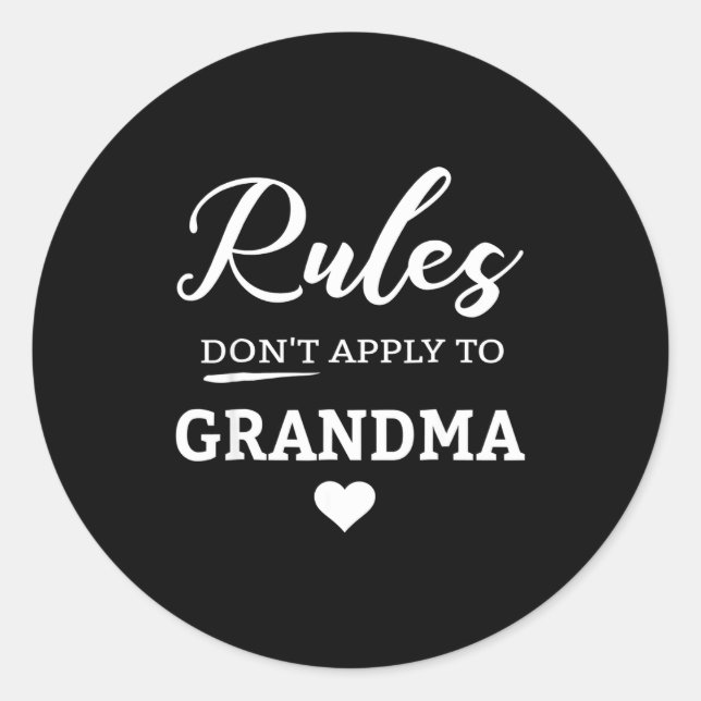 Pegatina Redonda Rules Don't Apply To Grandma  (Anverso)