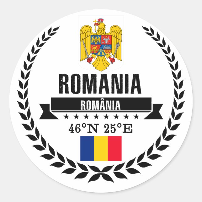 Pegatina Redonda Rumania (Anverso)