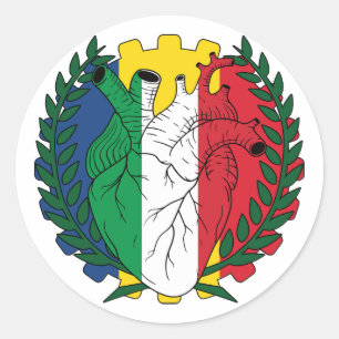 Pegatina Redonda Rumania Rumania San Josephs Día italiano Italia