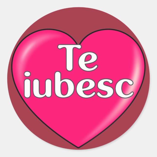 Pegatina Redonda Rumano - Te amo (Anverso)