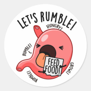 Pegatina Redonda Rumble un extraño Stomach Puns