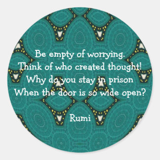 Pegatina Redonda Rumi cita Inspiradora con diseño tribal