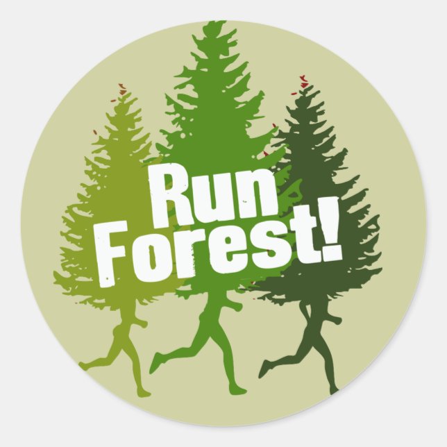 Pegatina Redonda Run Forest, Protect the Earth Day (Anverso)