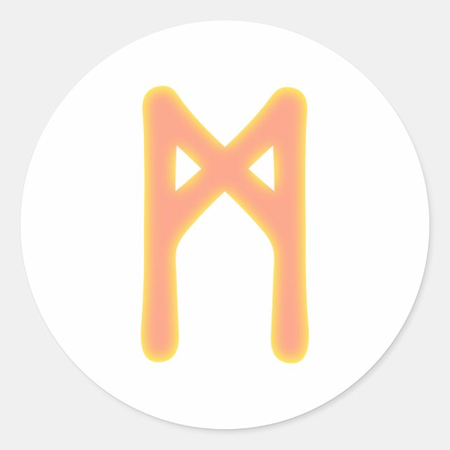 Pegatina Redonda Runa Mannaz (Anverso)