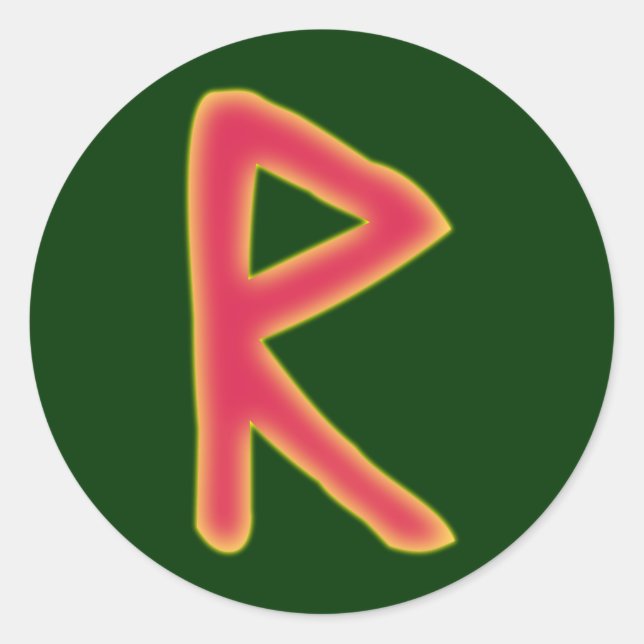Pegatina Redonda rune Raidho Futhark (Anverso)