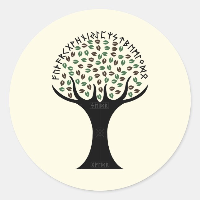 Pegatina Redonda Runic Tree Sticker (Round) (Anverso)