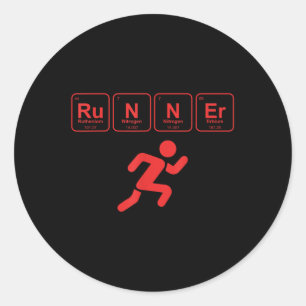 Pegatina Redonda Runner Periódico Table Funny Running Marathon Love