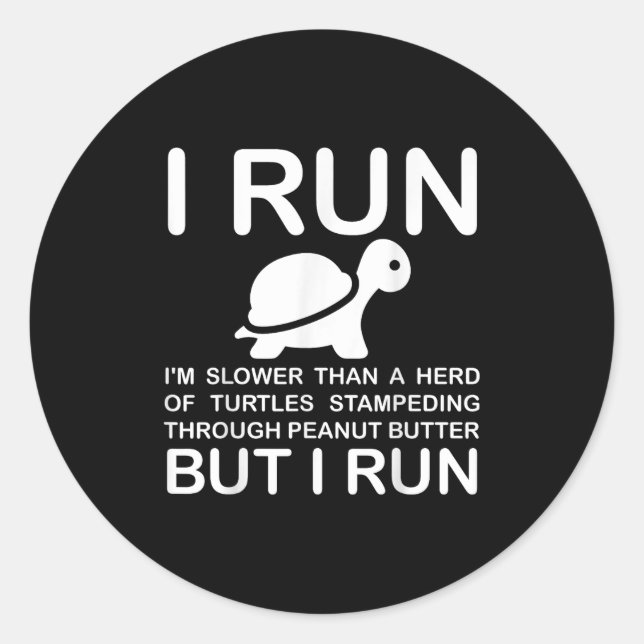 Pegatina Redonda Running Motivation Turtle  (Anverso)