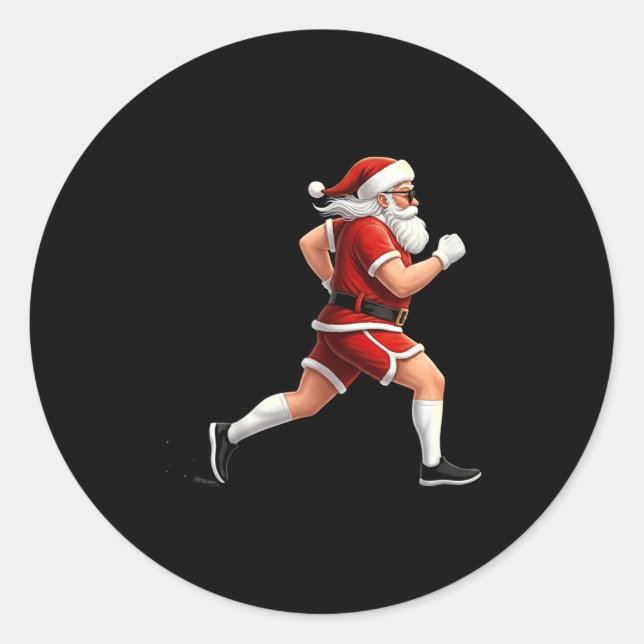 Pegatina Redonda Running Santa Christmas Graphic Runner Run Maratho (Anverso)