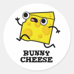 Pegatina Redonda Runny Cheese Funny Food Pun