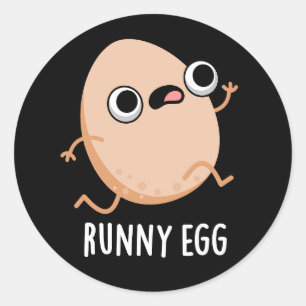 Pegatina Redonda Runny Egg Funny Food Pun Dark BG