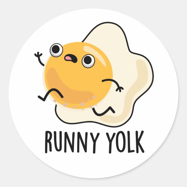 Pegatina Redonda Runny Yolk Funny Food Egg Pun (Anverso)