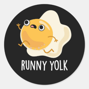 Pegatina Redonda Runny Yolk Funny Food Egg Pun Dark BG