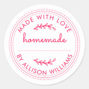 Pegatina Redonda Rushade Home Baked Goods Jam Bright Pink