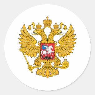 Pegatina Redonda Rusia dos dirigió Eagle