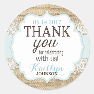 Pegatina Redonda Ruslap Lace Blue Boy Gracias