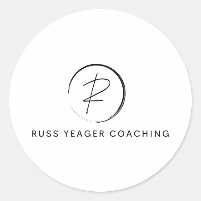 Pegatina Redonda Russ Yeager Coaching Signature Logo (Anverso)