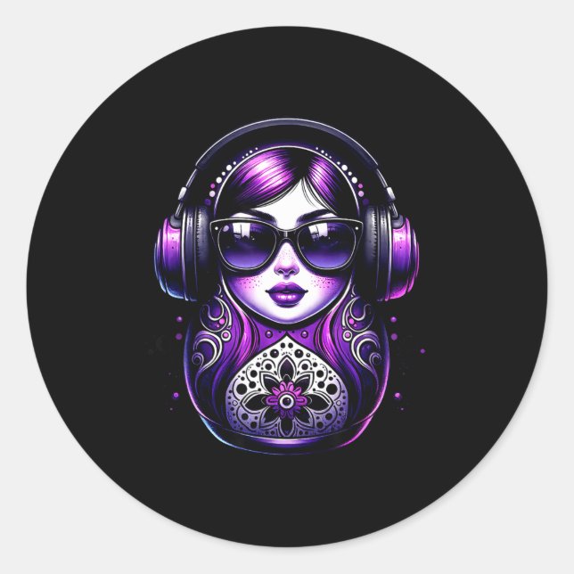 Pegatina Redonda Russian Matryoshka Music Russia Russian Matryoshka (Anverso)