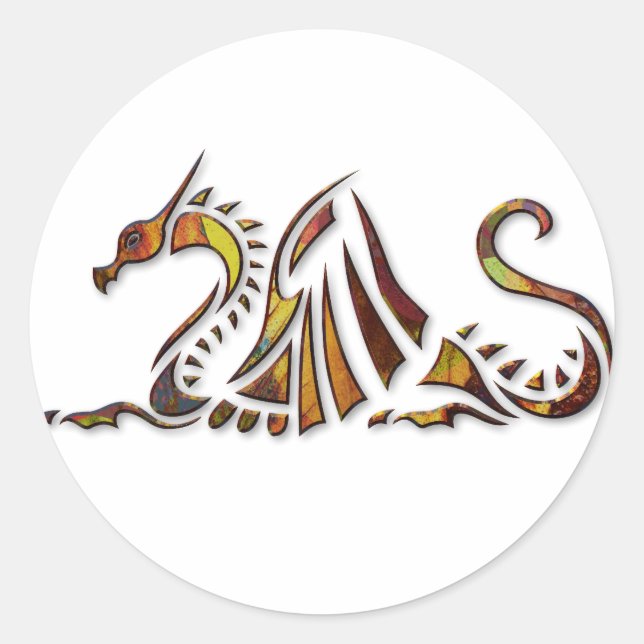 Pegatina Redonda Rust Dragon (Anverso)
