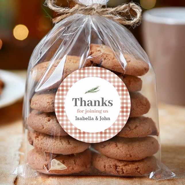 Pegatina Redonda Rustic Baby Shower Gracias (Round stickers are available in 1.5 and 3 inches. Choose your size before checkout.)