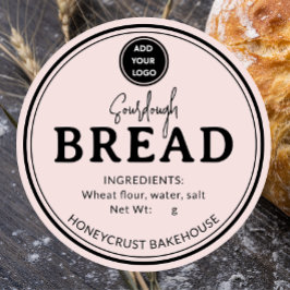 Pegatina Redonda Rustic Blush Bakery Sourdough Bread Label Sticker
