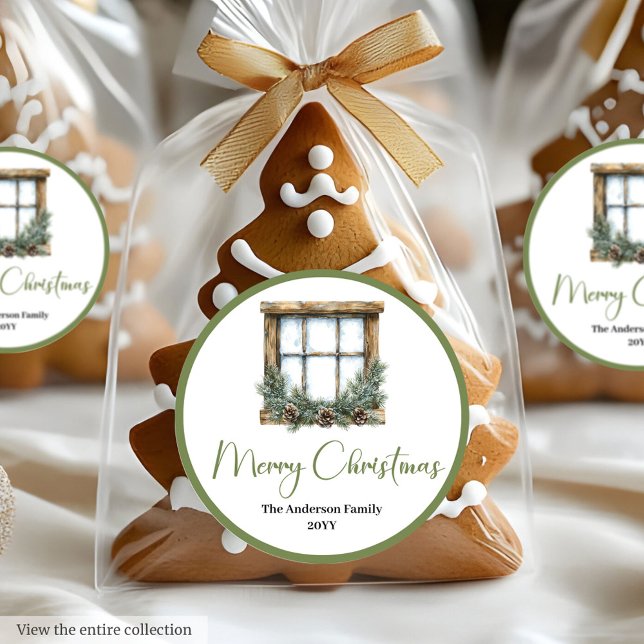 Pegatina Redonda Rustic Bohemian Botanical Holiday Gift Stickers (Rustic Bohemian Botanical Holiday Gift Seal Sticker

)