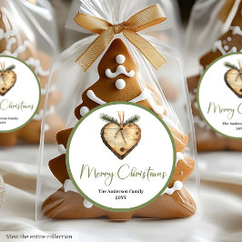 Pegatina Redonda Rustic Boho Botanical Holiday Gift Tag Round Label