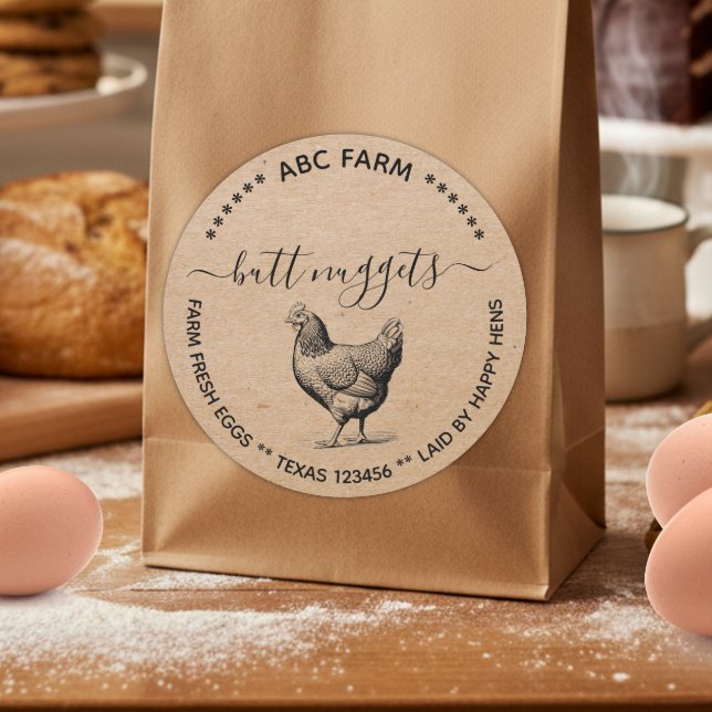 Pegatina Redonda Rustic Butt nuggets egg carton label (Subido por el creador)