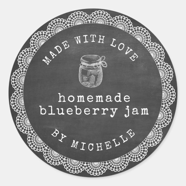 Pegatina Redonda Rustic Chalk Embroidery Jam Label Canning Sticker (Anverso)