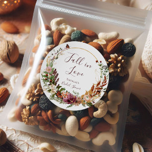 Pegatina Redonda Rustic Fall Floral Bridal Shower