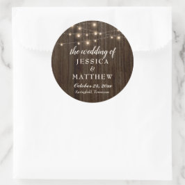 Pegatina Redonda Rustic Farmhouse Twinkling Lights